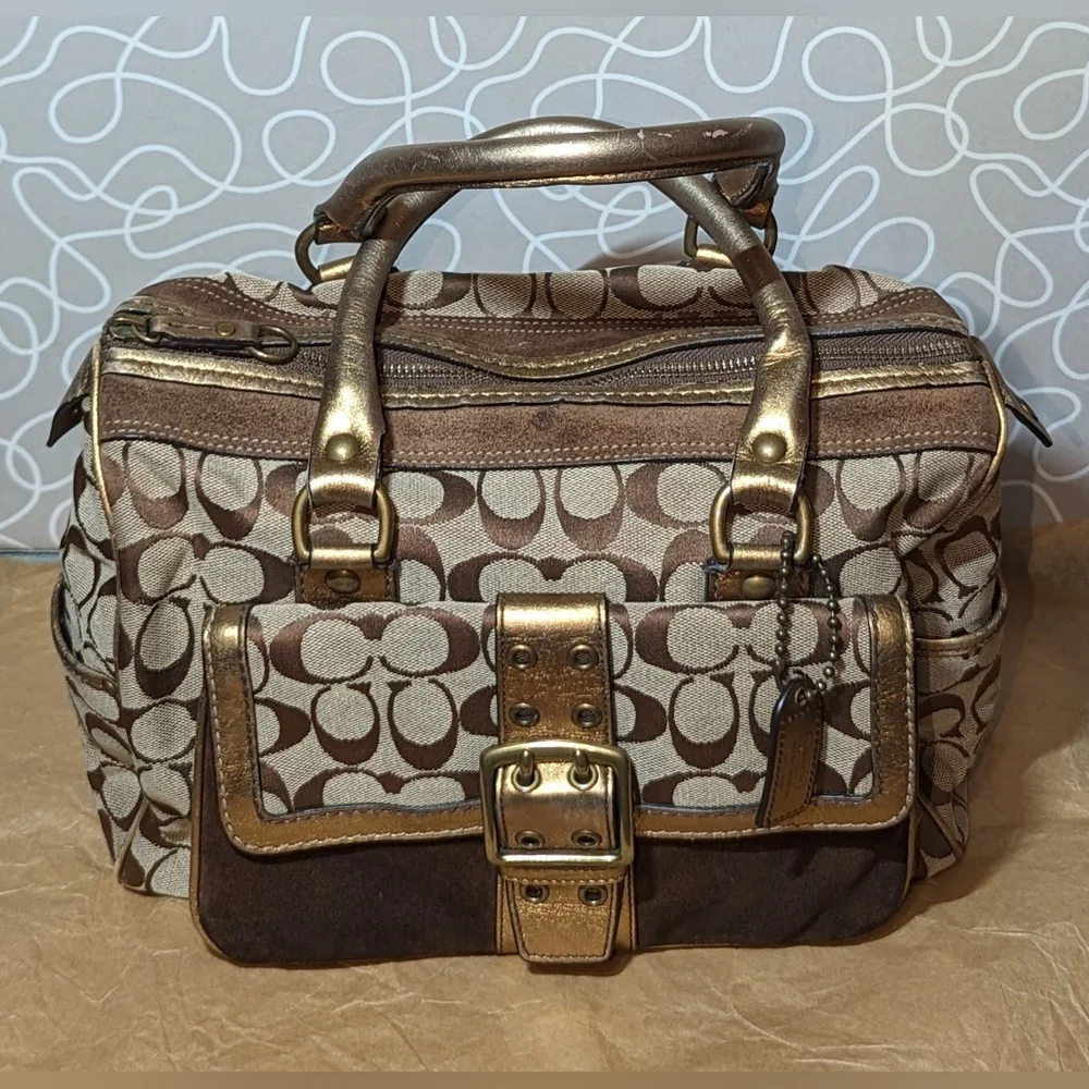 Coach Signature Bronze Boston Bag - Picture 1 of 13